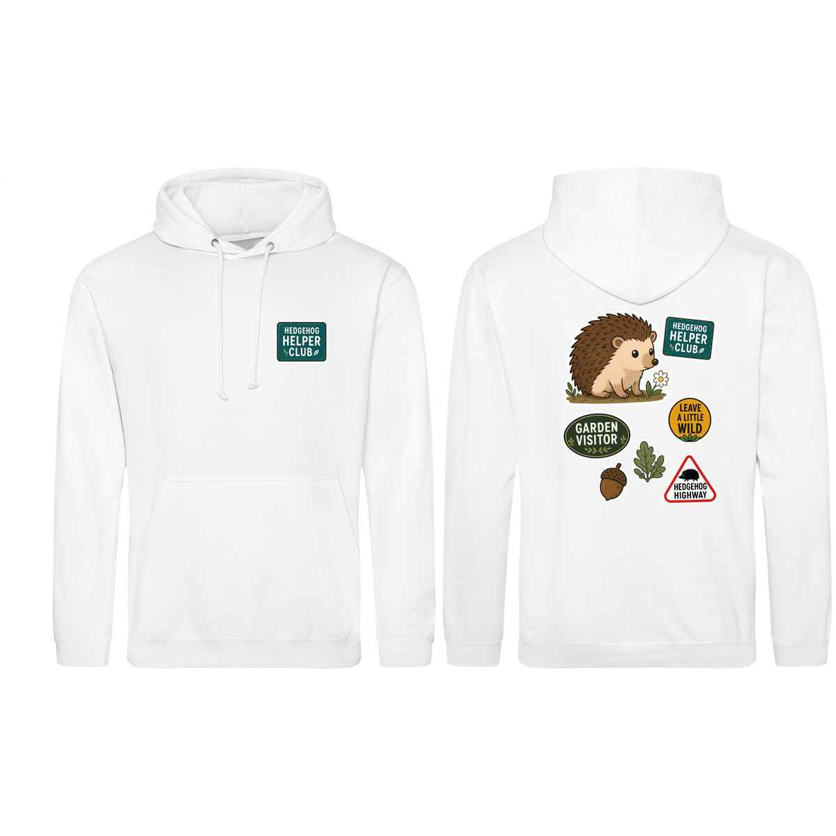 Hedgehog Helper Club Adult Hoodie - Badges of the Wild Arctic White colour variant image