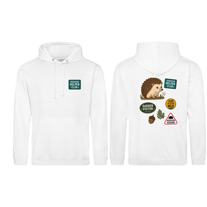 Hedgehog Helper Club Adult Hoodie - Badges of the Wild Arctic White colour variant image