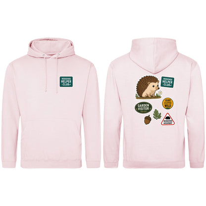 Hedgehog Helper Club Adult Hoodie - Badges of the Wild Baby Pink colour variant image