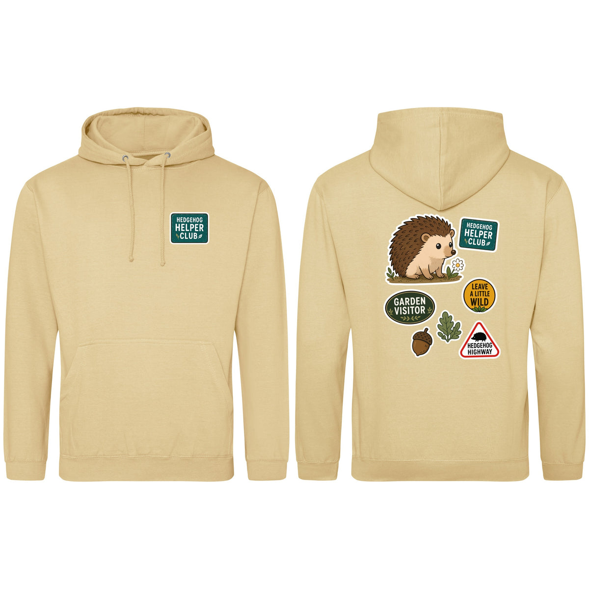 Hedgehog Helper Club Adult Hoodie - Badges of the Wild Desert Sand colour variant image
