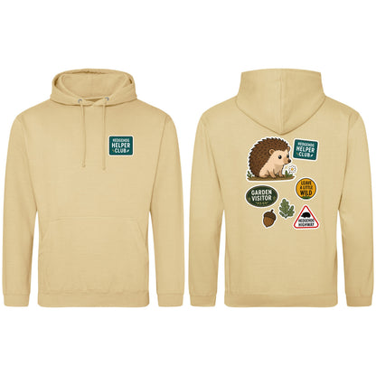 Hedgehog Helper Club Adult Hoodie - Badges of the Wild Desert Sand colour variant image