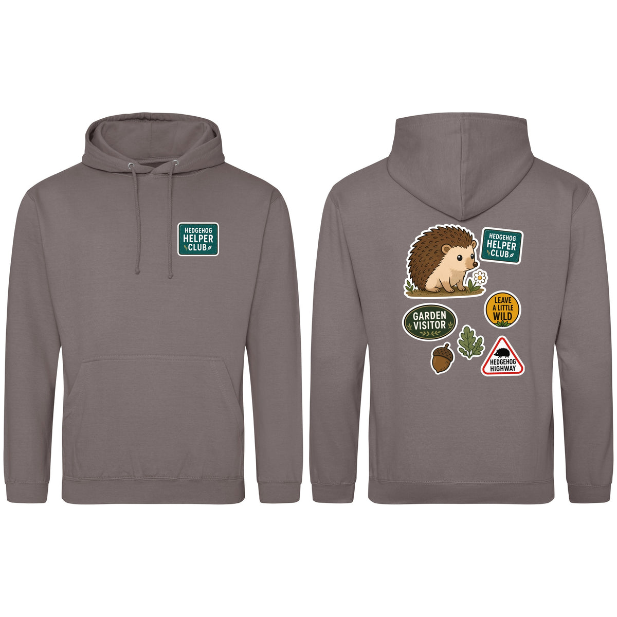 Hedgehog Helper Club Adult Hoodie - Badges of the Wild Mocha Brown colour variant image