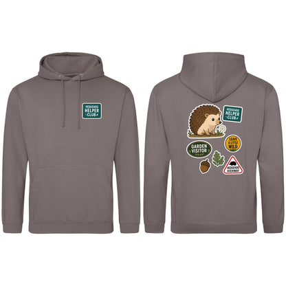 Hedgehog Helper Club Adult Hoodie - Badges of the Wild Mocha Brown colour variant image