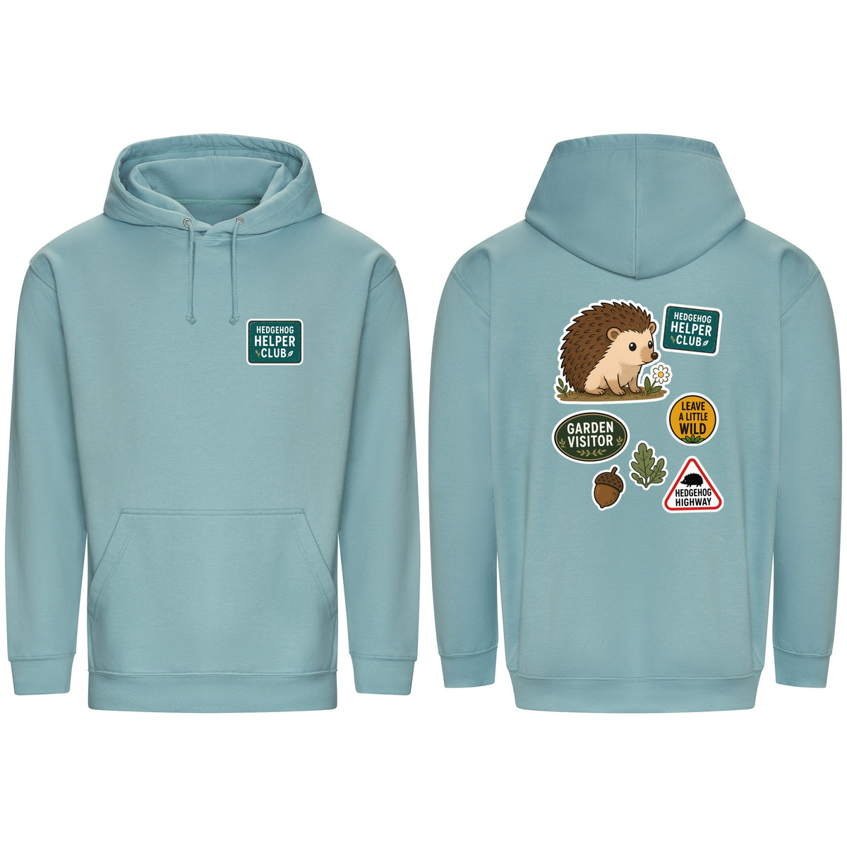 Hedgehog Helper Club Adult Hoodie - Badges of the Wild Seafoam colour variant image