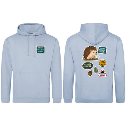 Hedgehog Helper Club Adult Hoodie - Badges of the Wild Sky Blue colour variant image