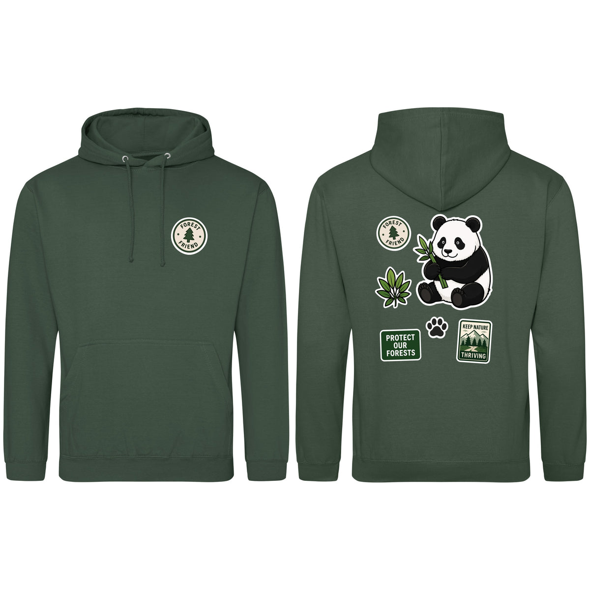 Forest Protector Adult Hoodie - Badges of the Wild Bottle Green colour variant image