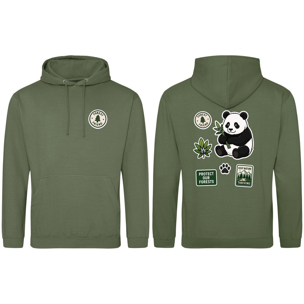 Forest Protector Adult Hoodie - Badges of the Wild Earthy Green colour variant image