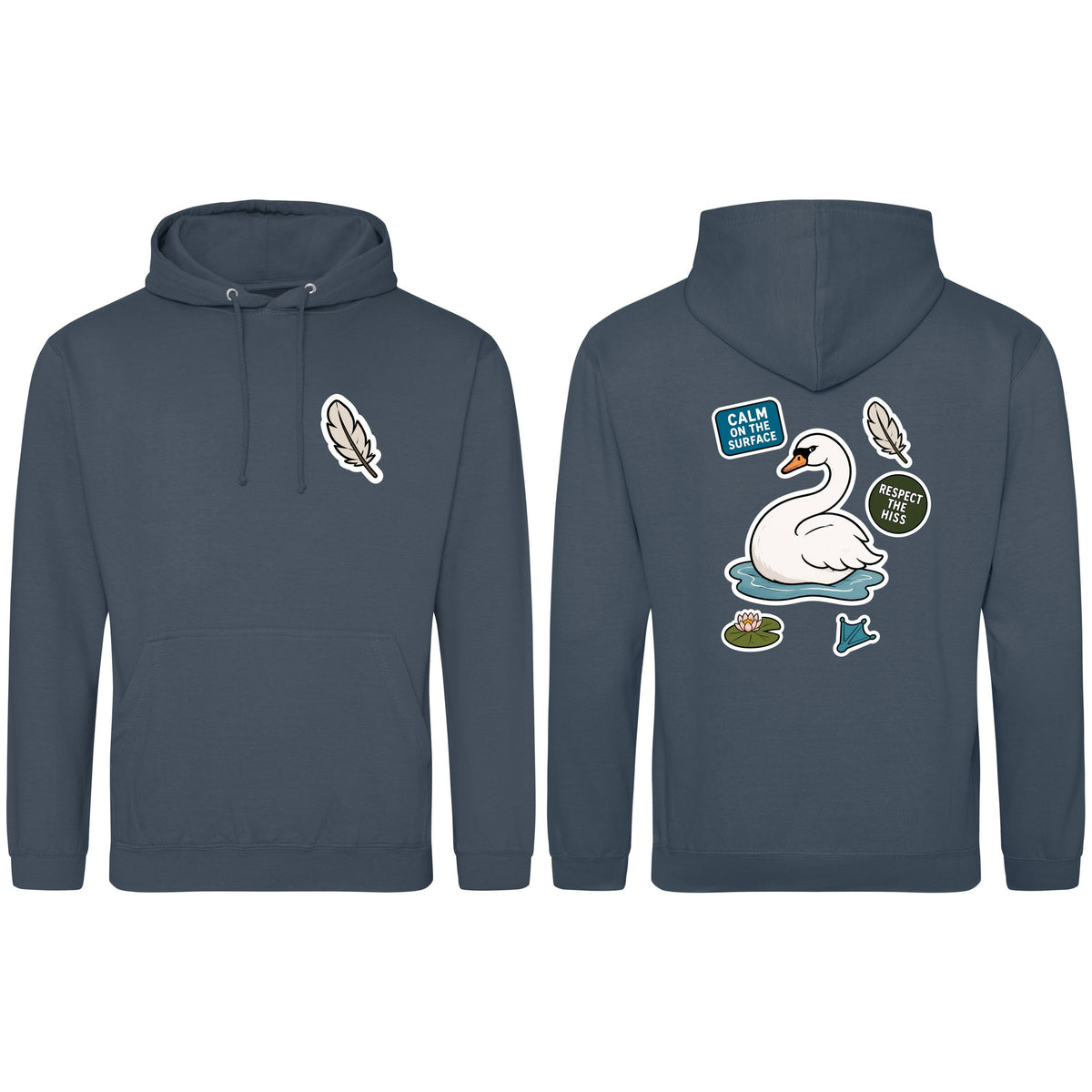 Calm on the Surface Adult Hoodie - Badges of the Wild Airforce Blue colour variant image
