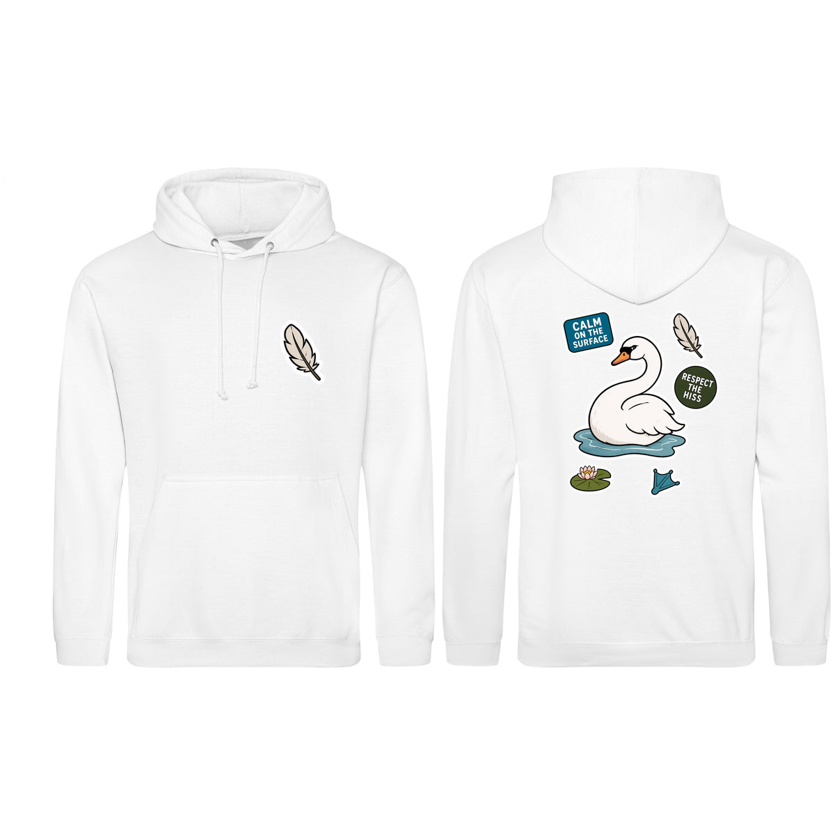 Calm on the Surface Adult Hoodie - Badges of the Wild Arctic White colour variant image
