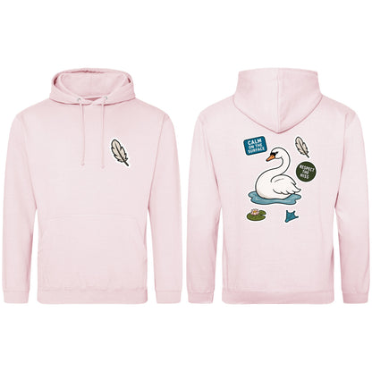 Calm on the Surface Adult Hoodie - Badges of the Wild Baby Pink colour variant image