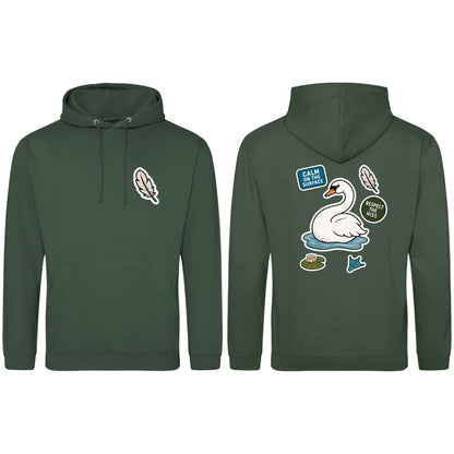 Calm on the Surface Adult Hoodie - Badges of the Wild Bottle Green colour variant image