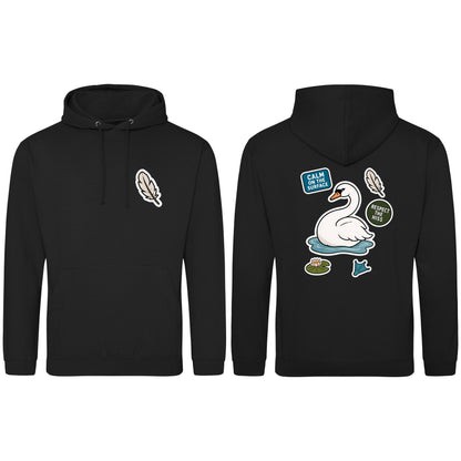 Calm on the Surface Adult Hoodie - Badges of the Wild Deep Black colour variant image