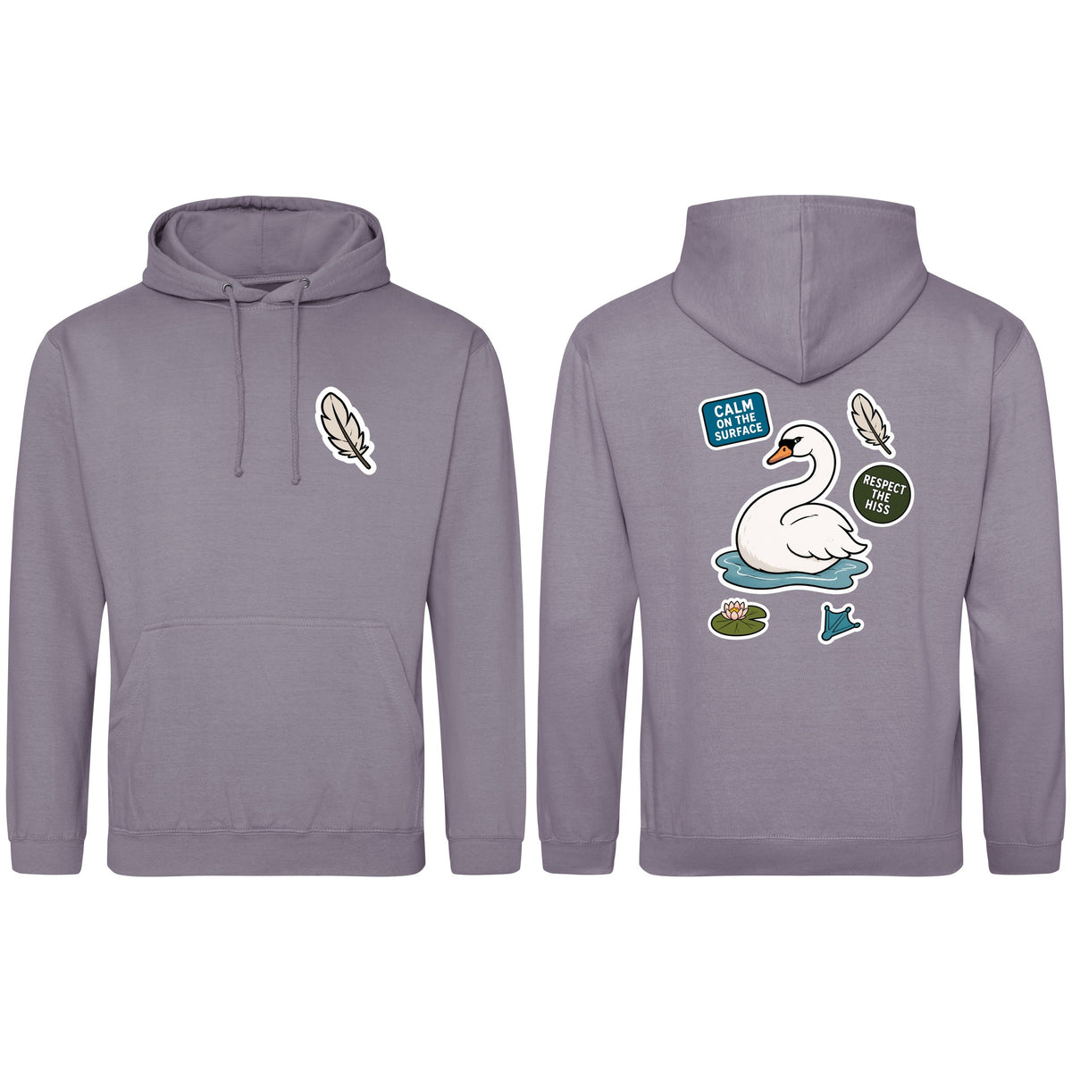 Calm on the Surface Adult Hoodie - Badges of the Wild Dusty Lilac colour variant image