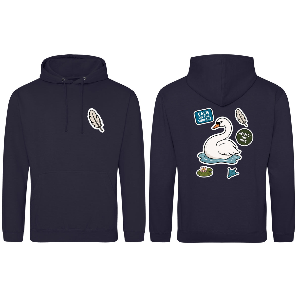Calm on the Surface Adult Hoodie - Badges of the Wild French Navy colour variant image