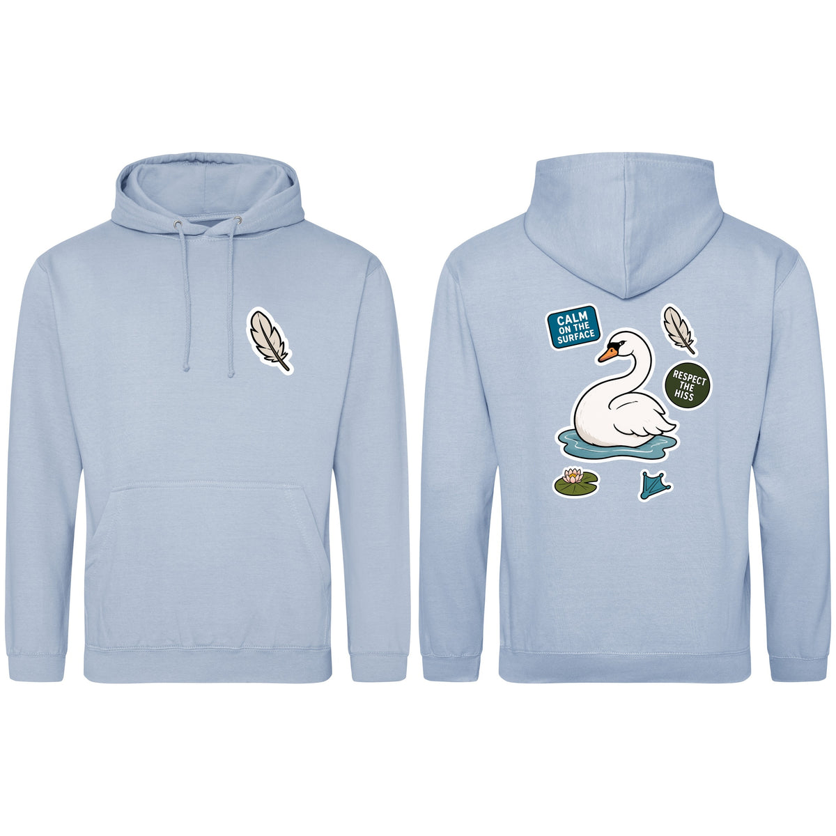 Calm on the Surface Adult Hoodie - Badges of the Wild Sky Blue colour variant image