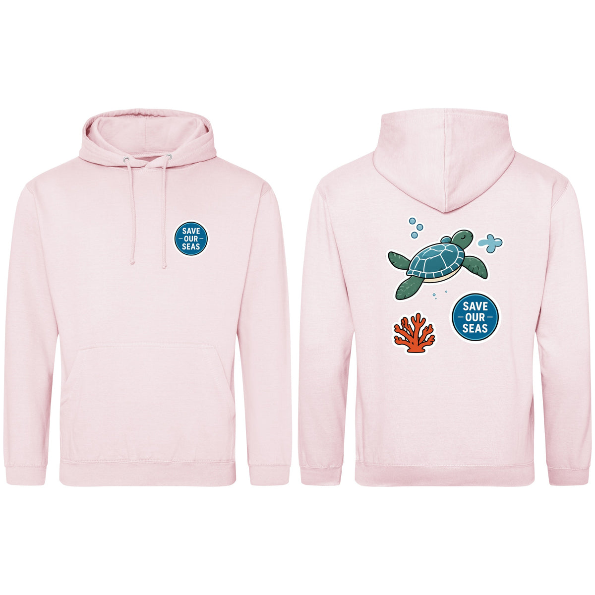Save Our Seas Adult Hoodie - Badges of the Wild Baby Pink colour variant image