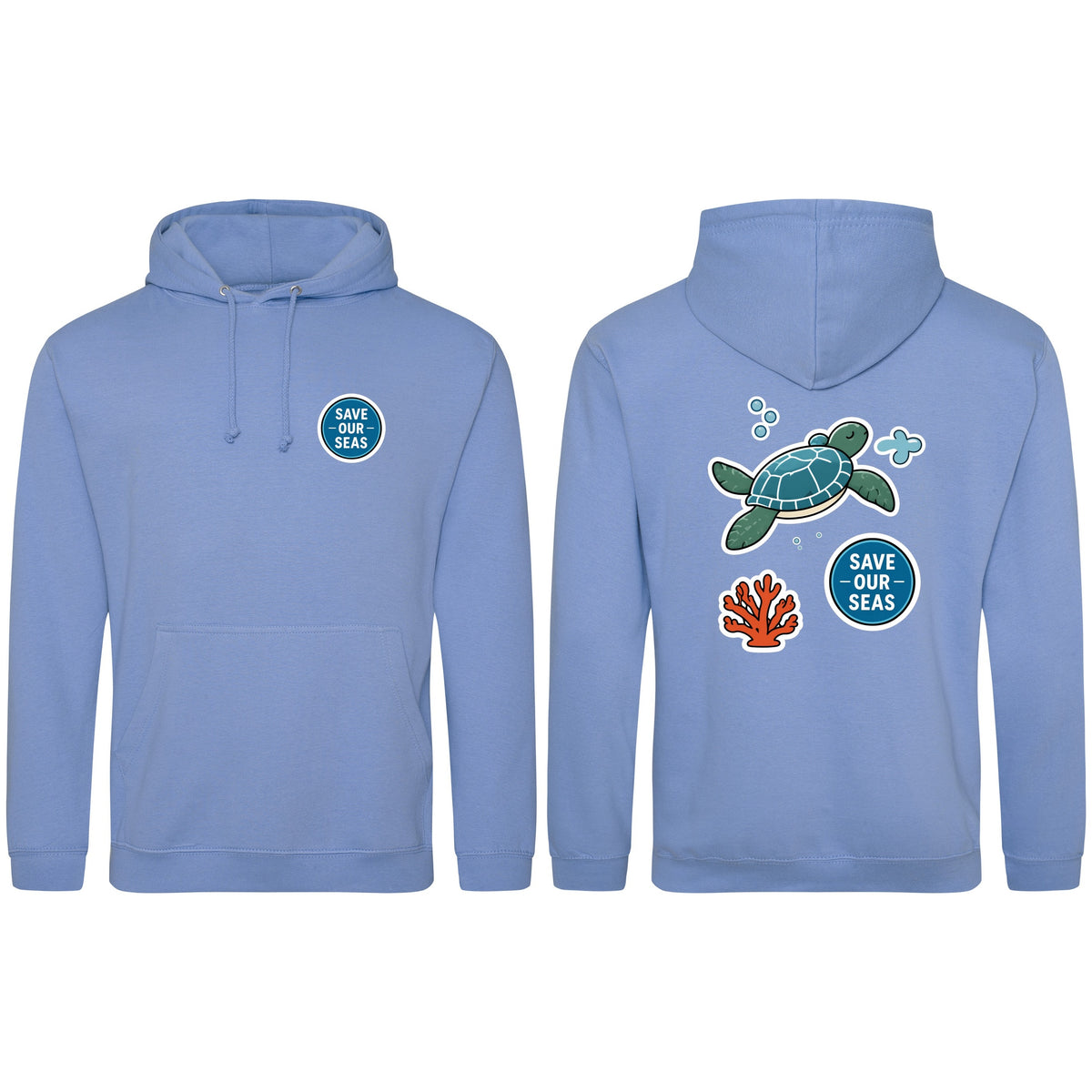 Save Our Seas Adult Hoodie - Badges of the Wild Cornflower Blue colour variant image