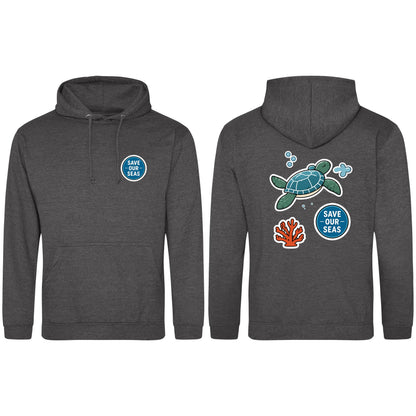 Save Our Seas Adult Hoodie - Badges of the Wild Charcoal colour variant image