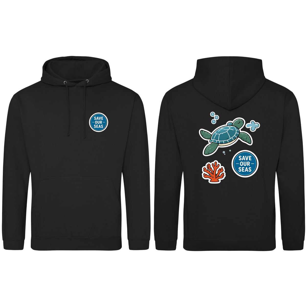 Save Our Seas Adult Hoodie - Badges of the Wild Deep Black colour variant image