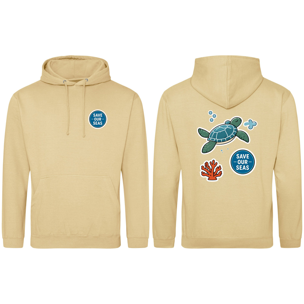 Save Our Seas Adult Hoodie - Badges of the Wild Desert Sand colour variant image