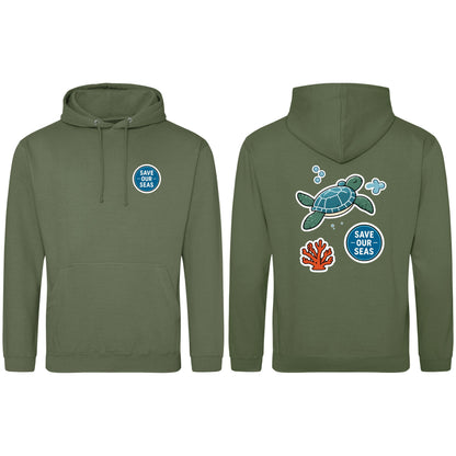 Save Our Seas Adult Hoodie - Badges of the Wild Earthy Green colour variant image