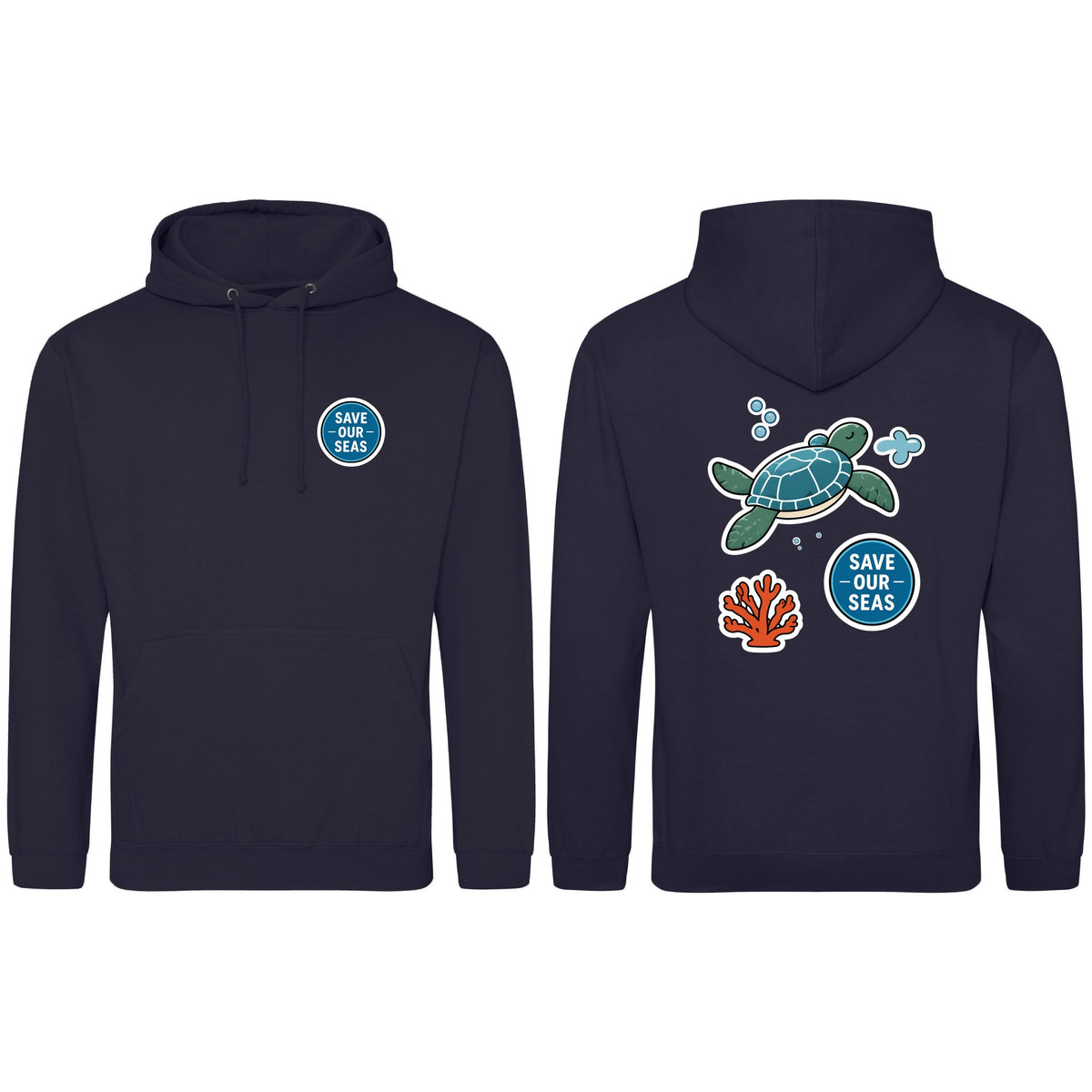 Save Our Seas Adult Hoodie - Badges of the Wild French Navy colour variant image