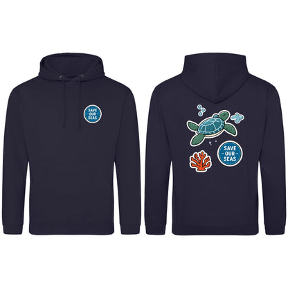 Save Our Seas Adult Hoodie - Badges of the Wild French Navy colour variant image
