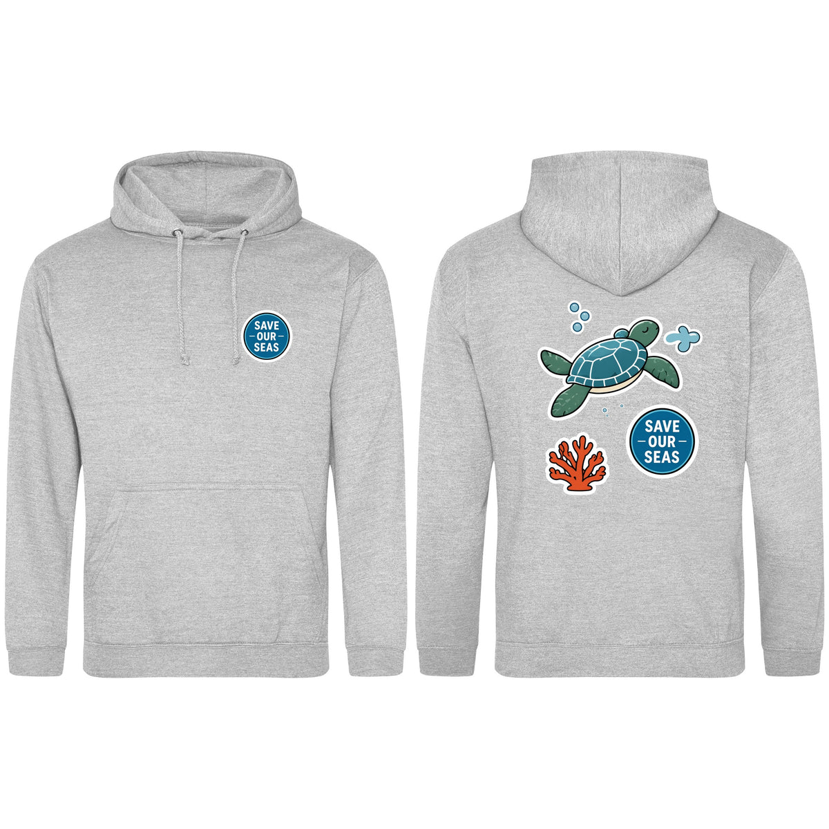 Save Our Seas Adult Hoodie - Badges of the Wild Heather Grey colour variant image
