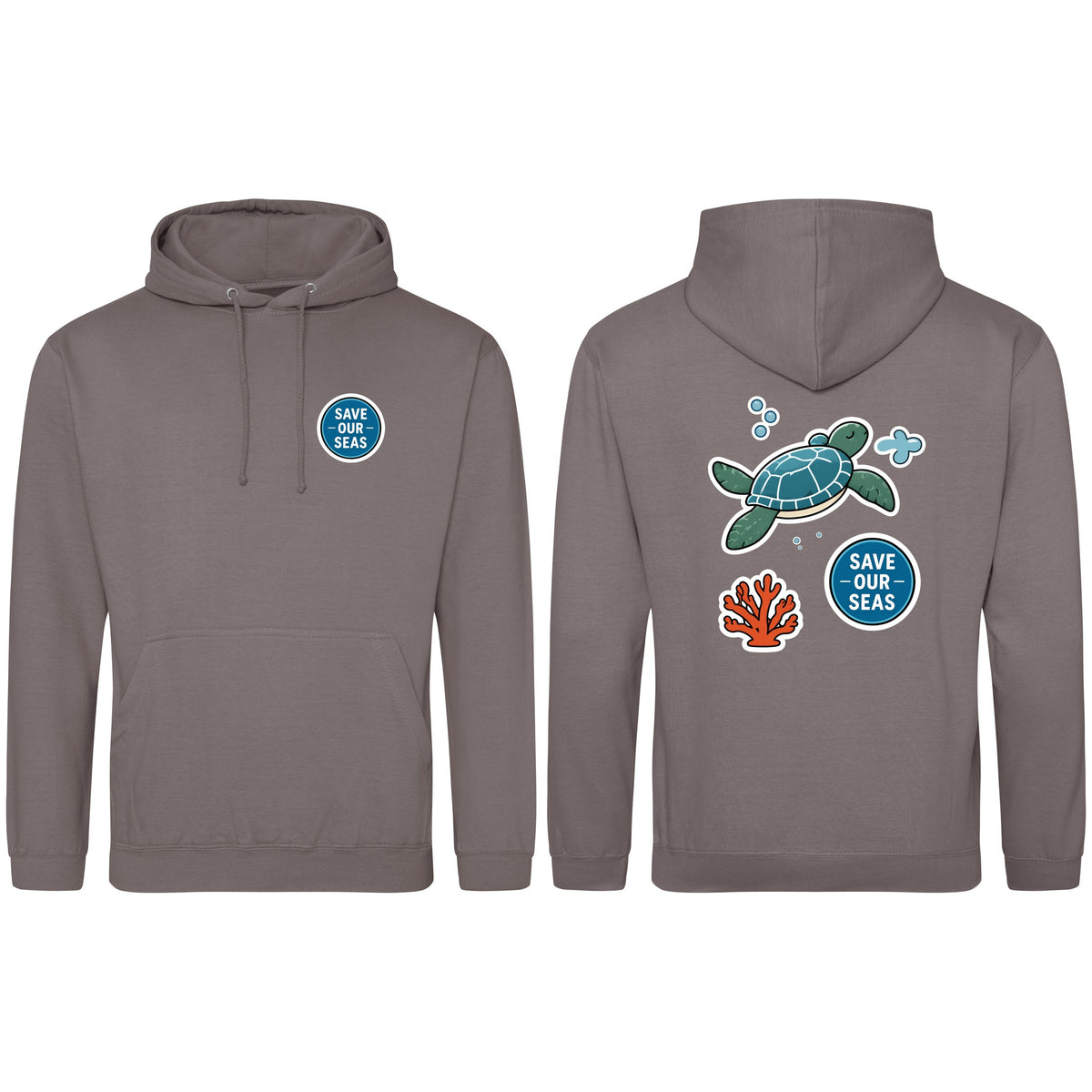 Save Our Seas Adult Hoodie - Badges of the Wild Mocha Brown colour variant image