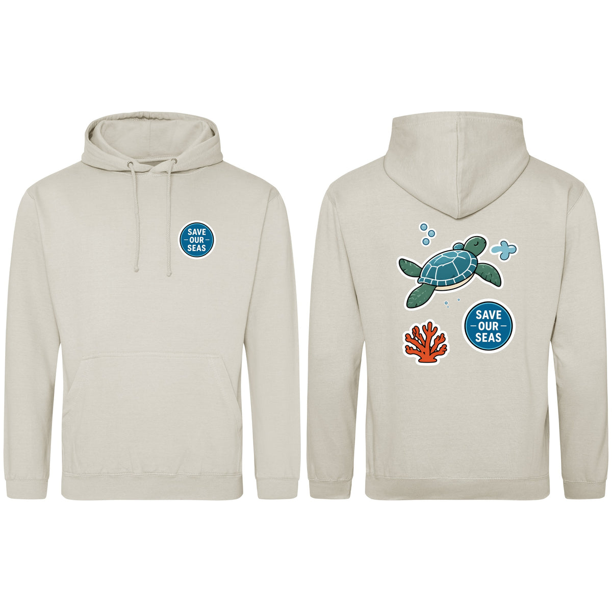 Save Our Seas Adult Hoodie - Badges of the Wild Natural Stone colour variant image