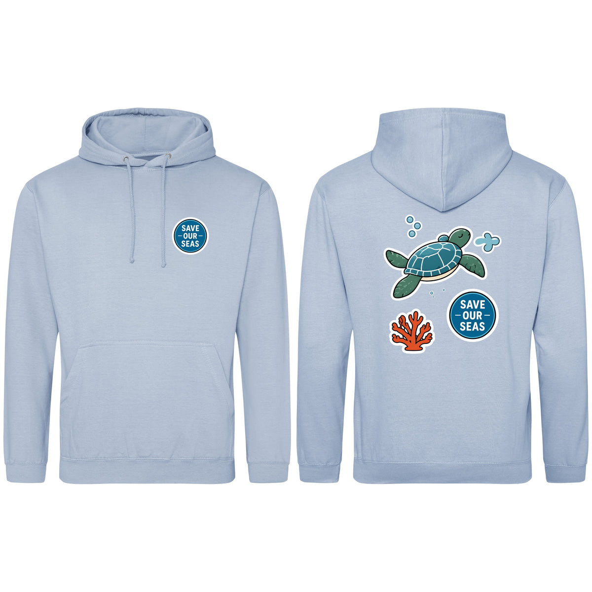 Save Our Seas Adult Hoodie - Badges of the Wild Sky Blue colour variant image
