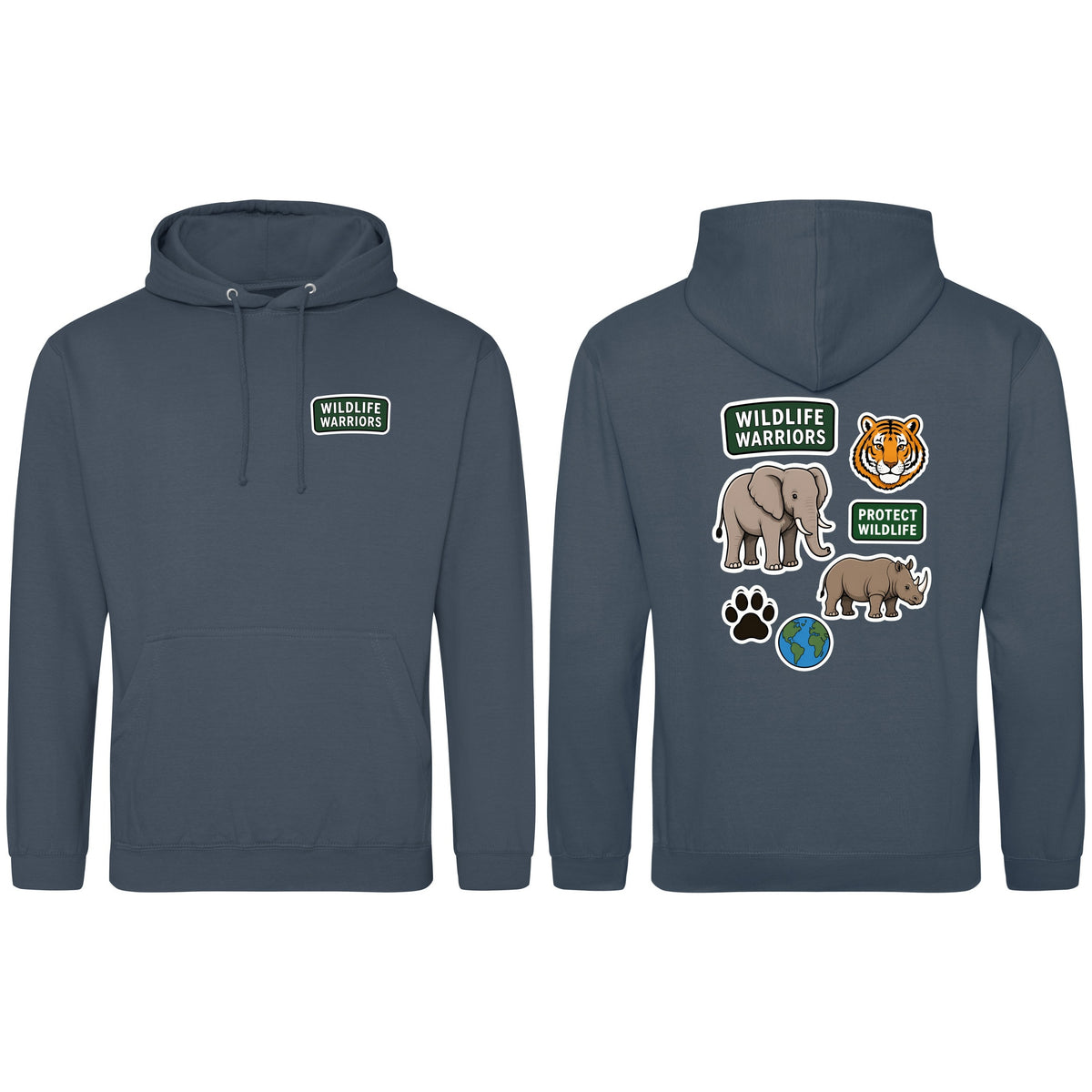 Wildlife Warriors Adult Hoodie - Badges of the Wild Airforce Blue colour variant image