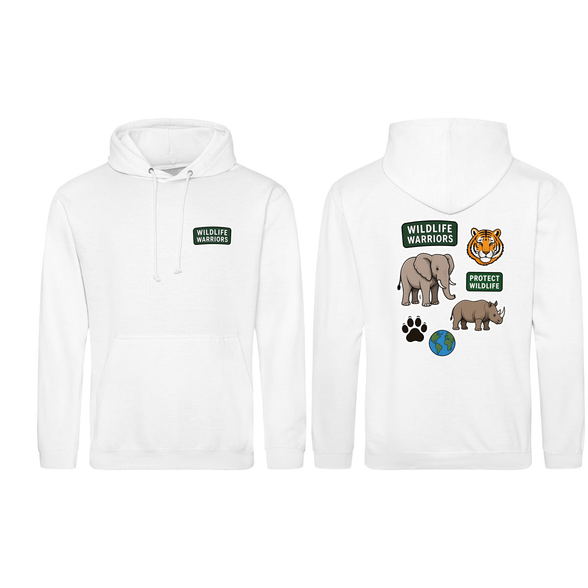 Wildlife Warriors Adult Hoodie - Badges of the Wild Arctic White colour variant image