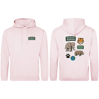 Wildlife Warriors Adult Hoodie - Badges of the Wild Baby Pink colour variant image