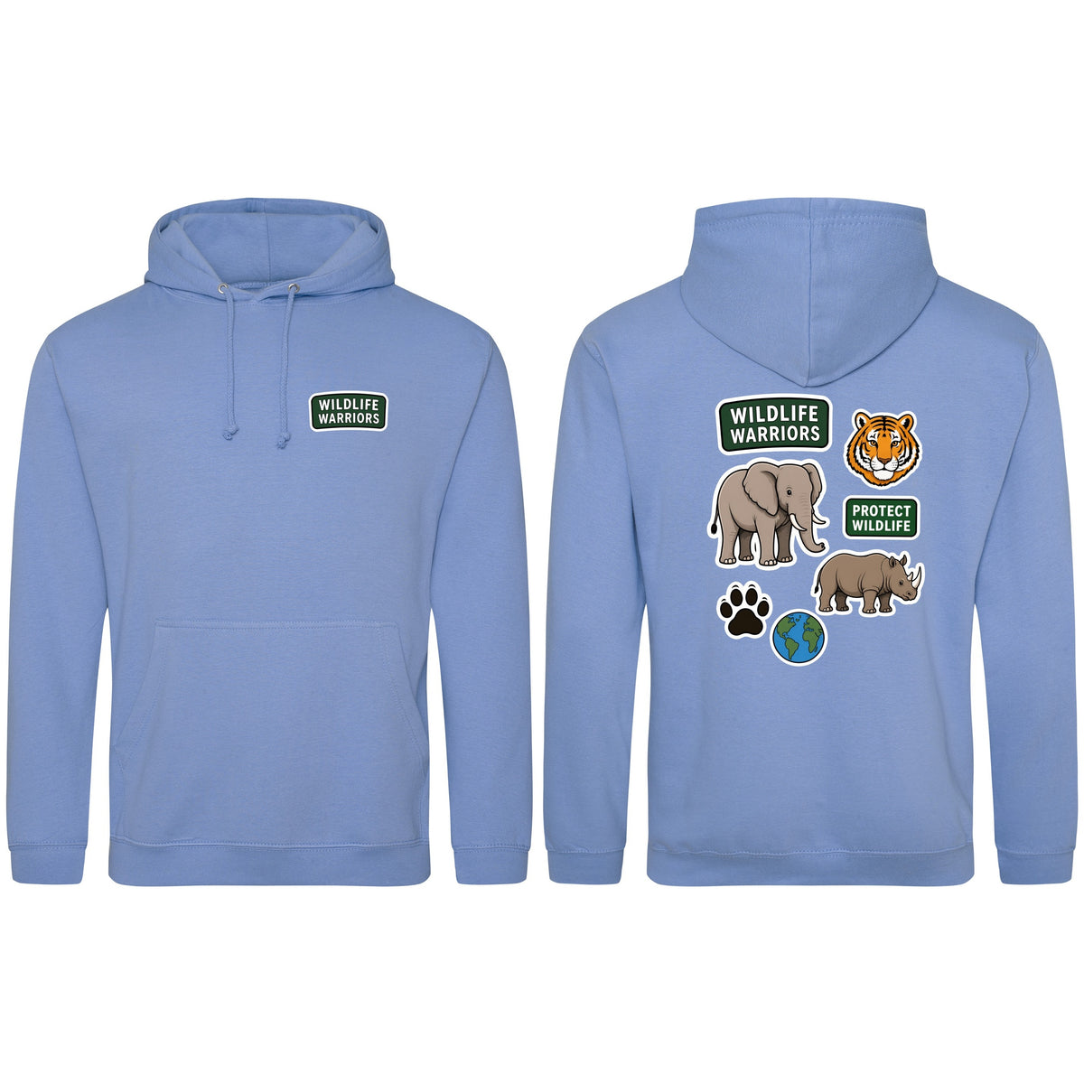 Wildlife Warriors Adult Hoodie - Badges of the Wild Cornflower Blue colour variant image