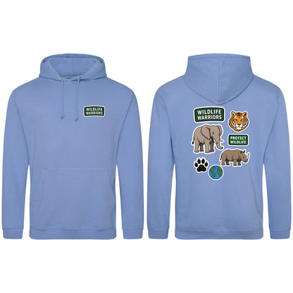 Wildlife Warriors Adult Hoodie - Badges of the Wild Cornflower Blue colour variant image