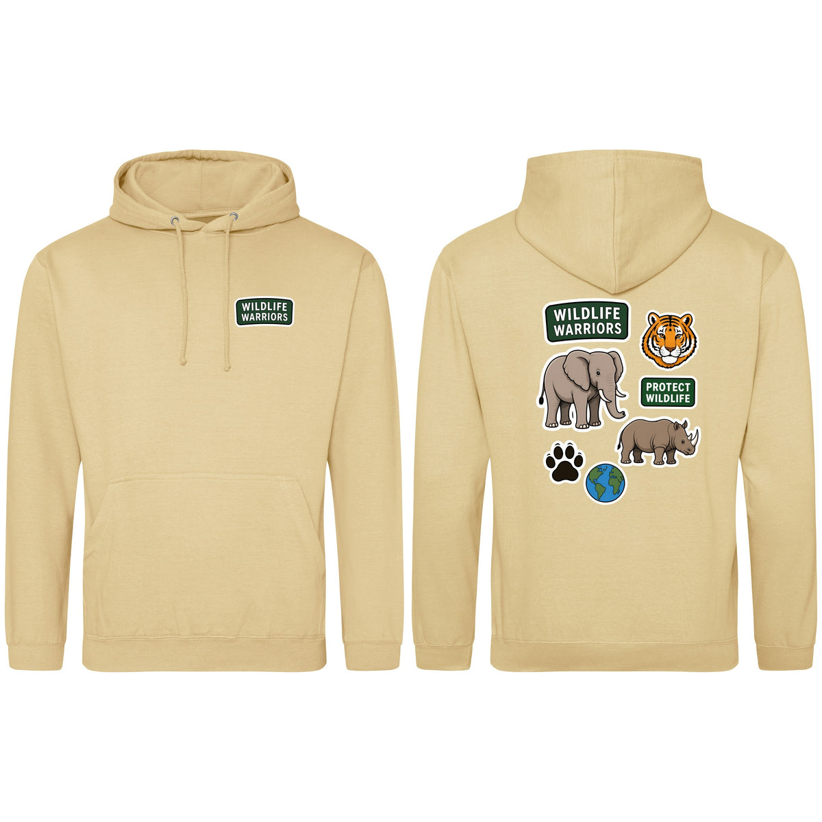 Wildlife Warriors Adult Hoodie - Badges of the Wild Desert Sand colour variant image
