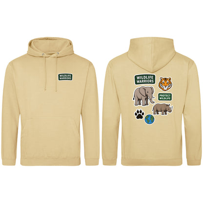 Wildlife Warriors Adult Hoodie - Badges of the Wild Desert Sand colour variant image