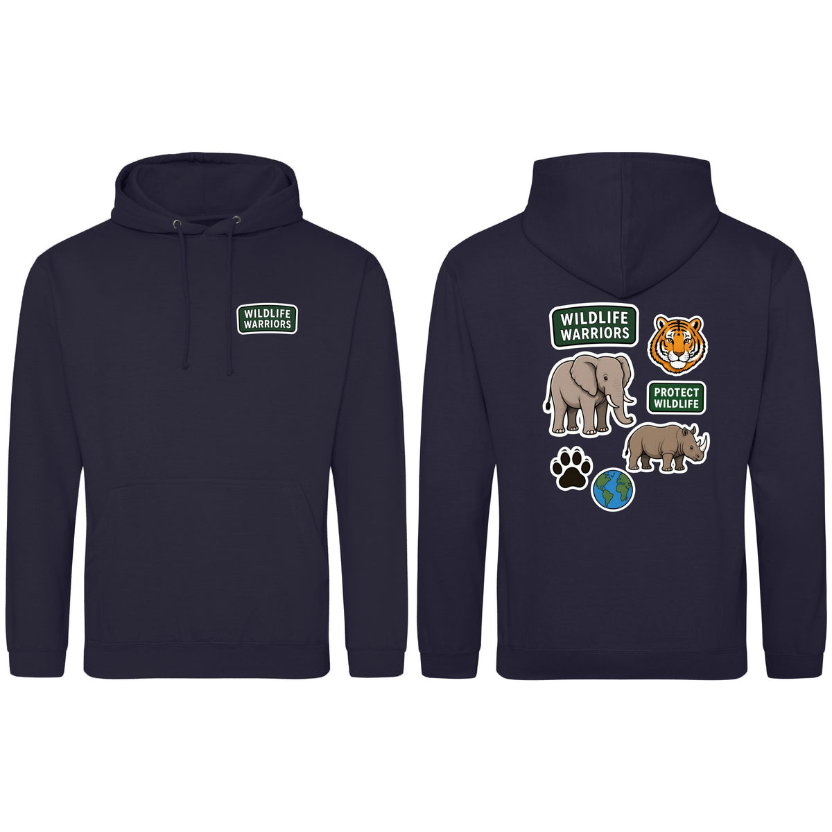 Wildlife Warriors Adult Hoodie - Badges of the Wild French Navy colour variant image