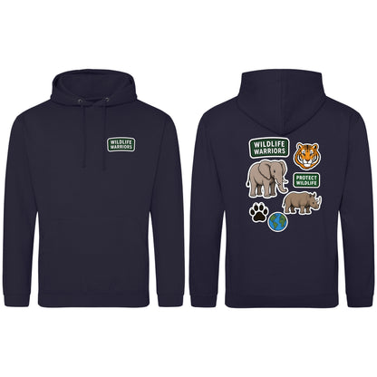 Wildlife Warriors Adult Hoodie - Badges of the Wild French Navy colour variant image