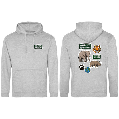 Wildlife Warriors Adult Hoodie - Badges of the Wild Heather Grey colour variant image
