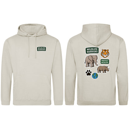 Wildlife Warriors Adult Hoodie - Badges of the Wild Natural Stone colour variant image