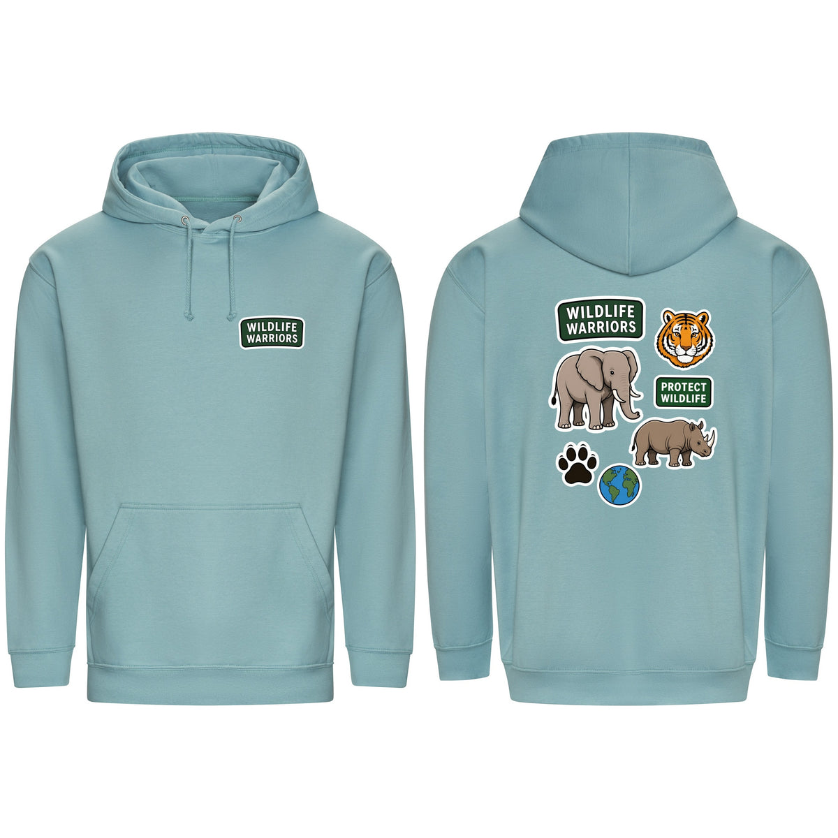 Wildlife Warriors Adult Hoodie - Badges of the Wild Seafoam colour variant image