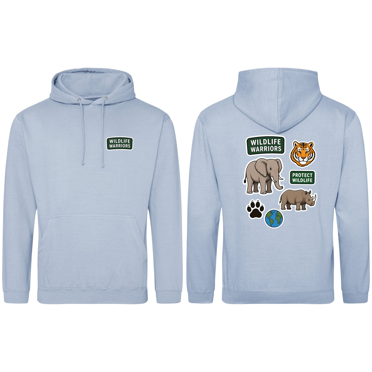 Wildlife Warriors Adult Hoodie - Badges of the Wild Sky Blue colour variant image