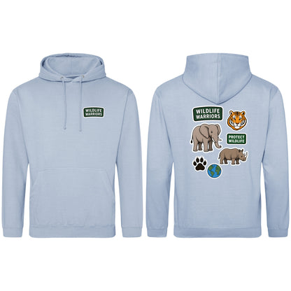 Wildlife Warriors Adult Hoodie - Badges of the Wild Sky Blue colour variant image