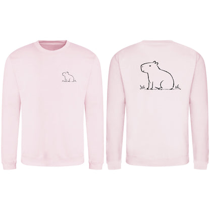 Calm Capybara Adult Sweatshirt - Wild Lines Baby Pink colour variant image