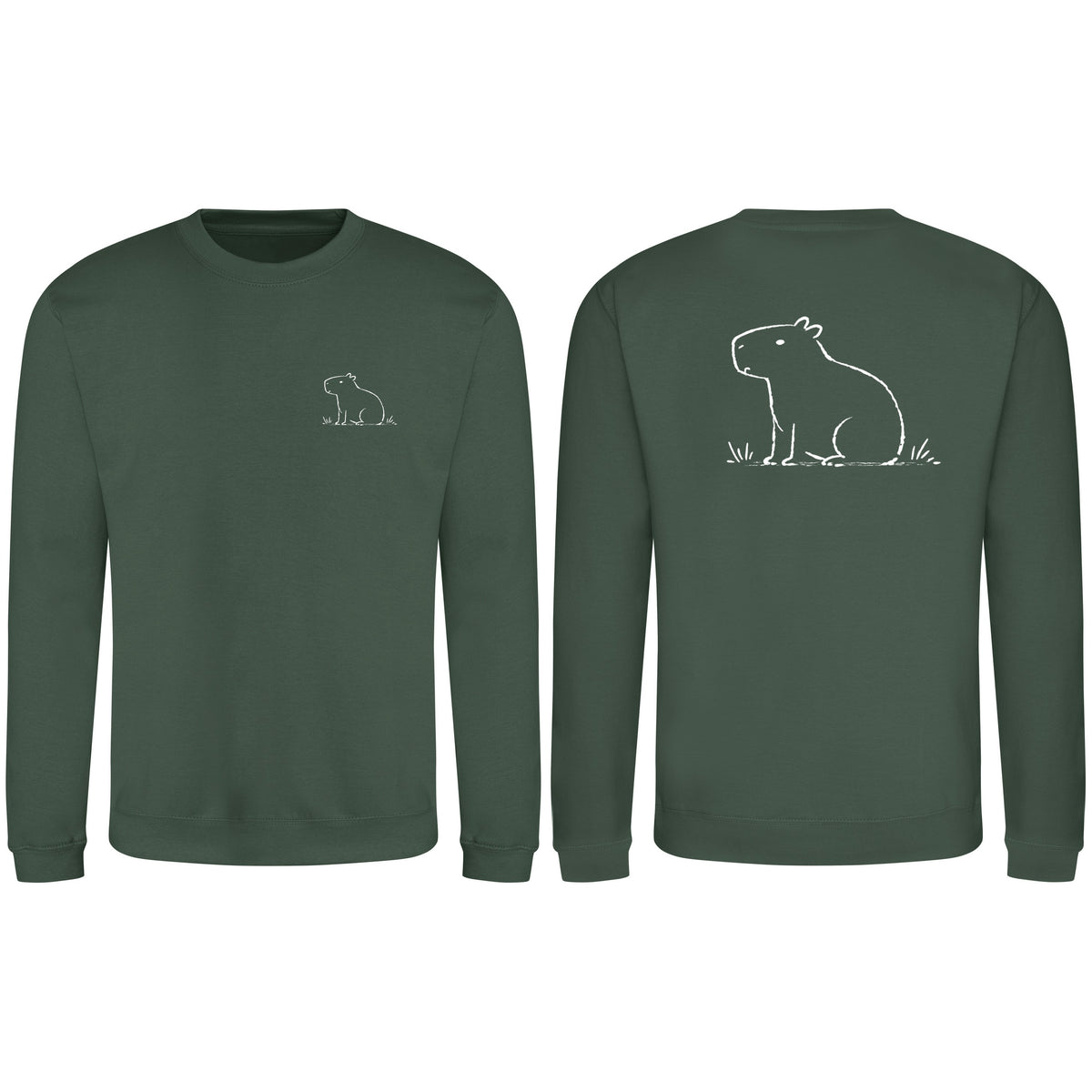 Calm Capybara Adult Sweatshirt - Wild Lines Bottle Green colour variant image