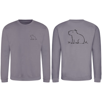 Calm Capybara Adult Sweatshirt - Wild Lines Dusty Lilac colour variant image