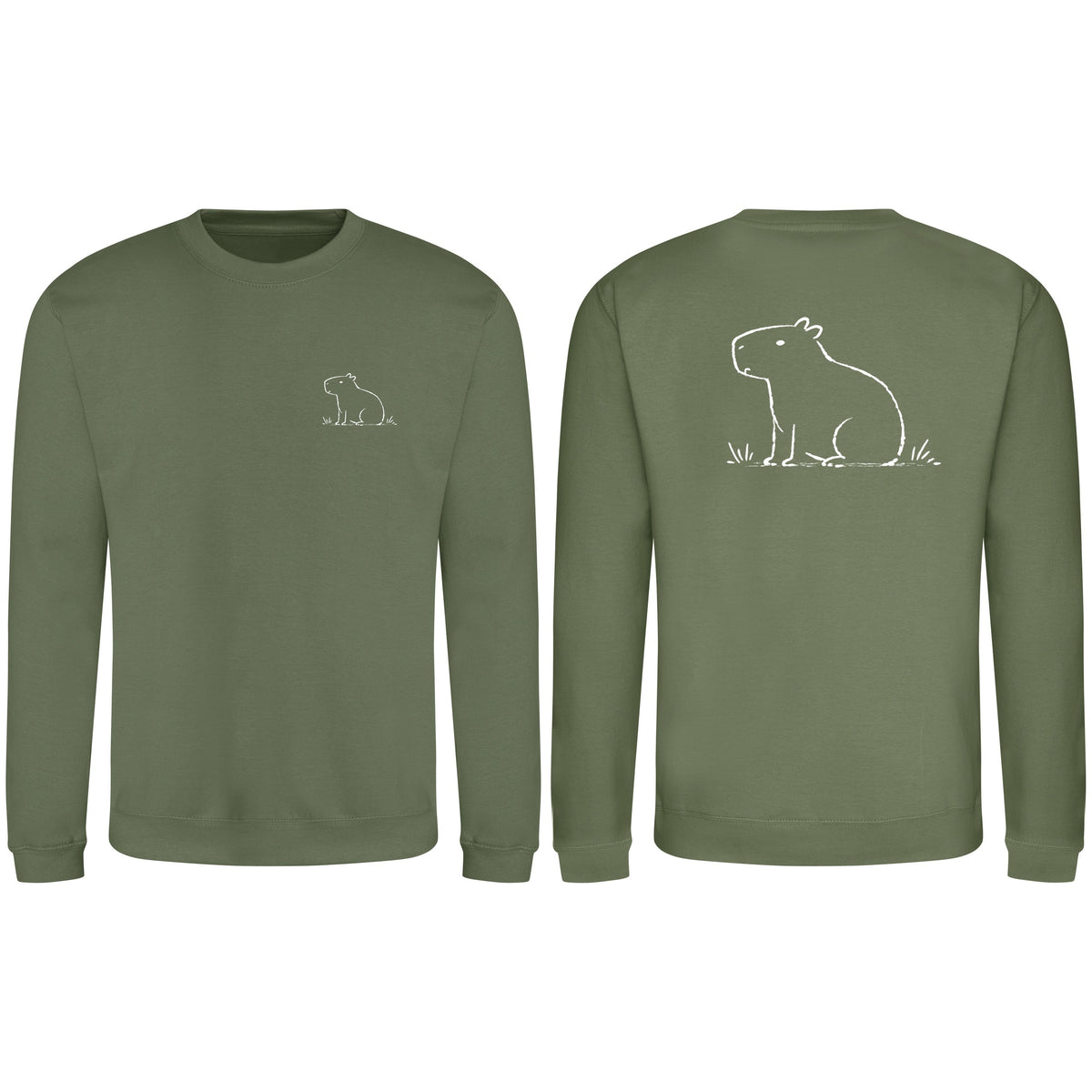 Calm Capybara Adult Sweatshirt - Wild Lines Earthy Green colour variant image