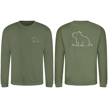 Calm Capybara Adult Sweatshirt - Wild Lines Earthy Green colour variant image